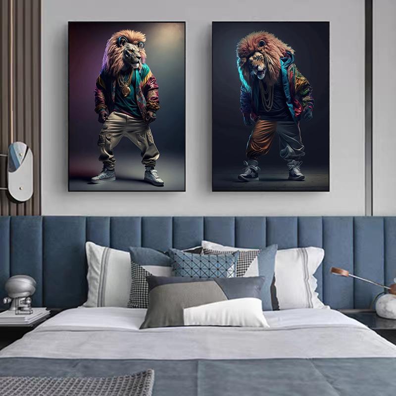 Абстрактное животное Лев Панда Жираф плакат и принты Рэп певец Холст Картина Настенная картина для гостиной Домашнее украшение