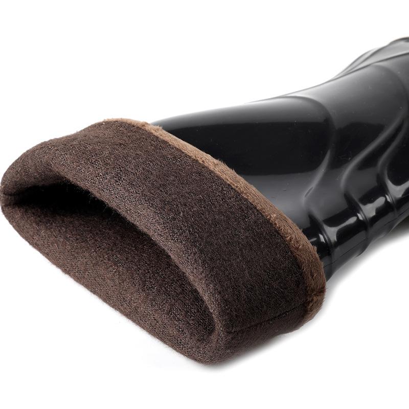 Флисовые теплые высокие резиновые сапоги-трубы мужские мохнатые высокие трехслойные дождевые ботинки с длинным голенищем водонепроницаемая обувь резиновая обувь