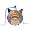Van Gogh Starry Sky Starry Night Kitten Necklace Women's Versatile Black Cat Ear Pendant European and American