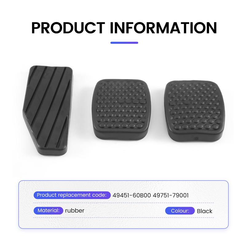 WO-3PCS Car Accelerator Clutch Brake Pedal Rubber Pad Pedal Cover Kit For Suzuki Swift 49451-60B00