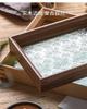Japanese Style Rectangular Wooden Tray, Light Luxury Glass Home Decoration Storage Living Room Coffee Table Tray
