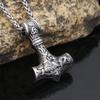 Viking Triangle Knot Logo Thor Hammer Pendant Stainless Steel Hip Hop Personality Trend Necklace Pendant