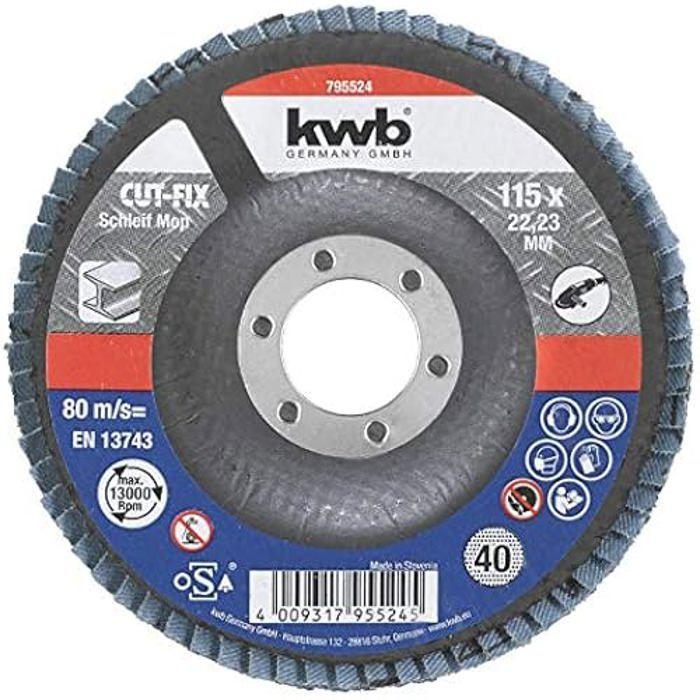 Meule à lamelles - KWB - Cut-Fix 795 524 - 115 mm - Zirconium corindon - Pour métal et acier