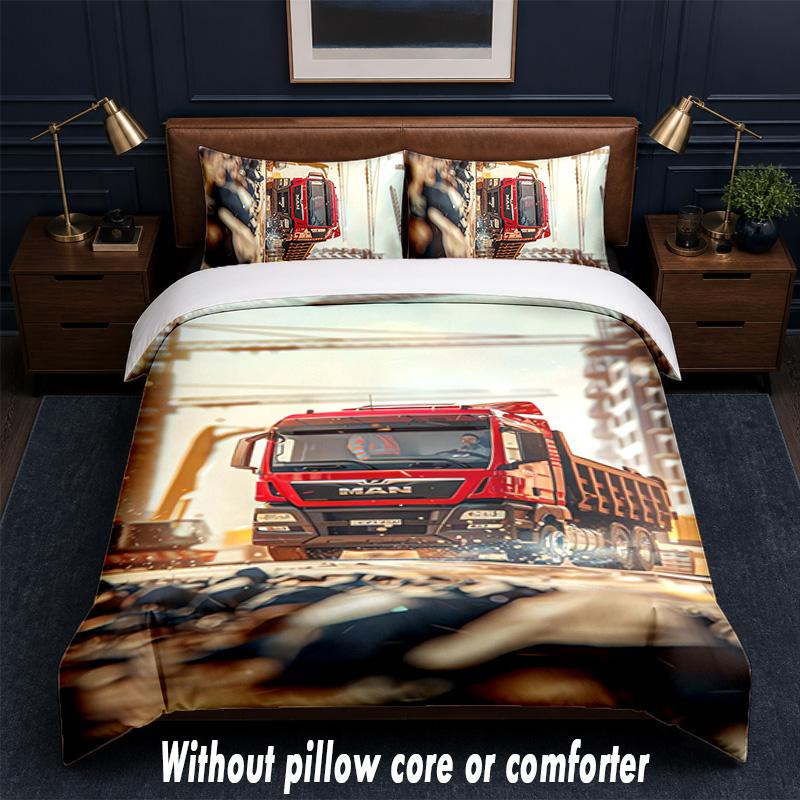 MAN Design Bed Bedding Set 1 Duvet Cover + 2 Pillowcases Soft Breathable Household Bed Linens