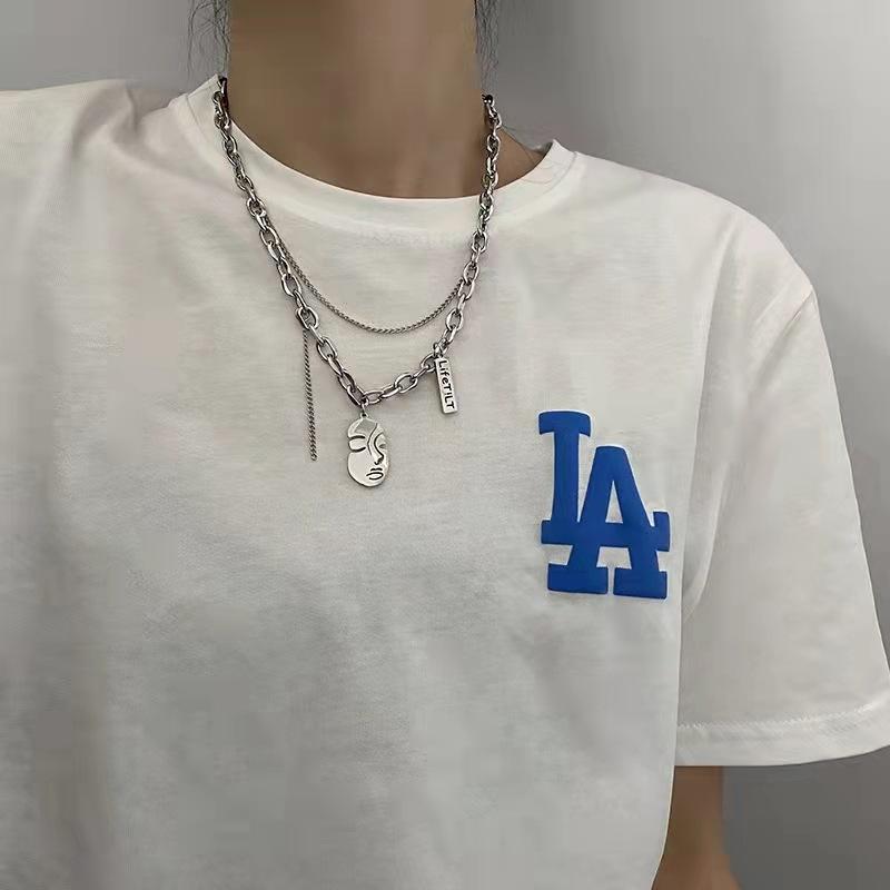 Portrait Brand Thick Chain Stacked Necklace Women's Hip-hop Sweater Chain Collarbone Chain Accessories Titanium Steel Necklace