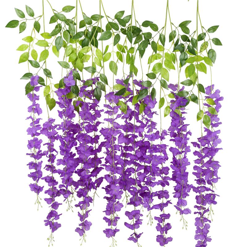 12 шт. 3,6 фута венок из искусственных цветов глицинии, висящий на свадебном саду, озеленение на открытом воздухе, вечерние украшения для дома своими руками