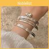 Silver Triple Sophisticated Bell Bracelet For Women Minimalist Alloy Bangle