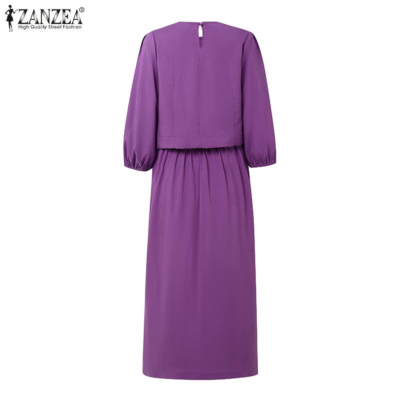 ZANZEA Women 3/4 Sleeve Blouse and Skirts Summer Two Piece Suit Sets