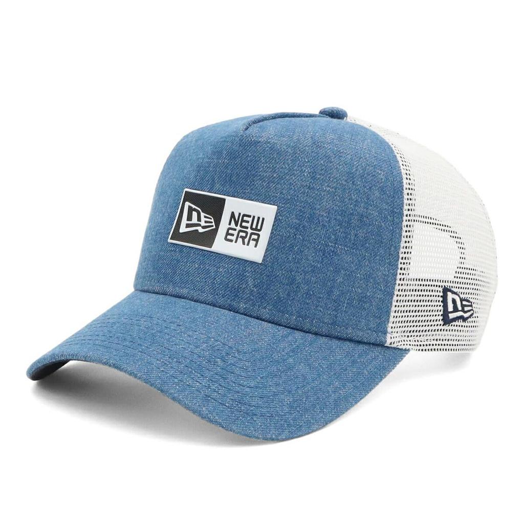 New Era 9FORTYA-Frame Box Logo Mesh Cap In Washed Denim/White, Free Size 940AFTR Box TPU WDNM White, 14388654, NER36C3348