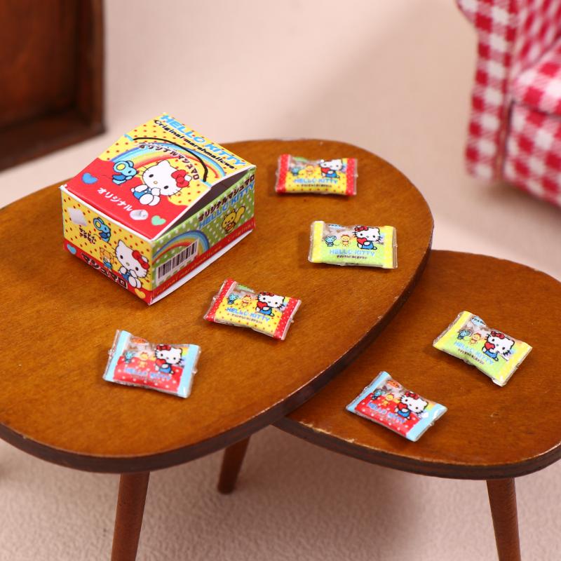 1:12 Кукольный миниатюрный леденец в коробке Hello Kitty Sanrio Kt Cat Модель еды для декора Игрушка Аксессуары для кукольного домика