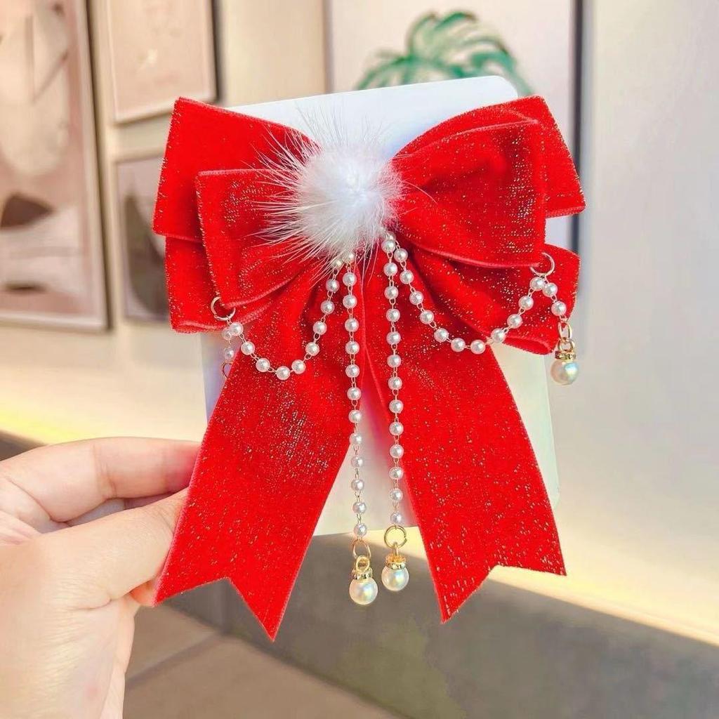 Девочки Пучок Прическа Красный Бант Заколка для Волос – Аксессуар Головной Убор Принцессы для Женщин и Детей