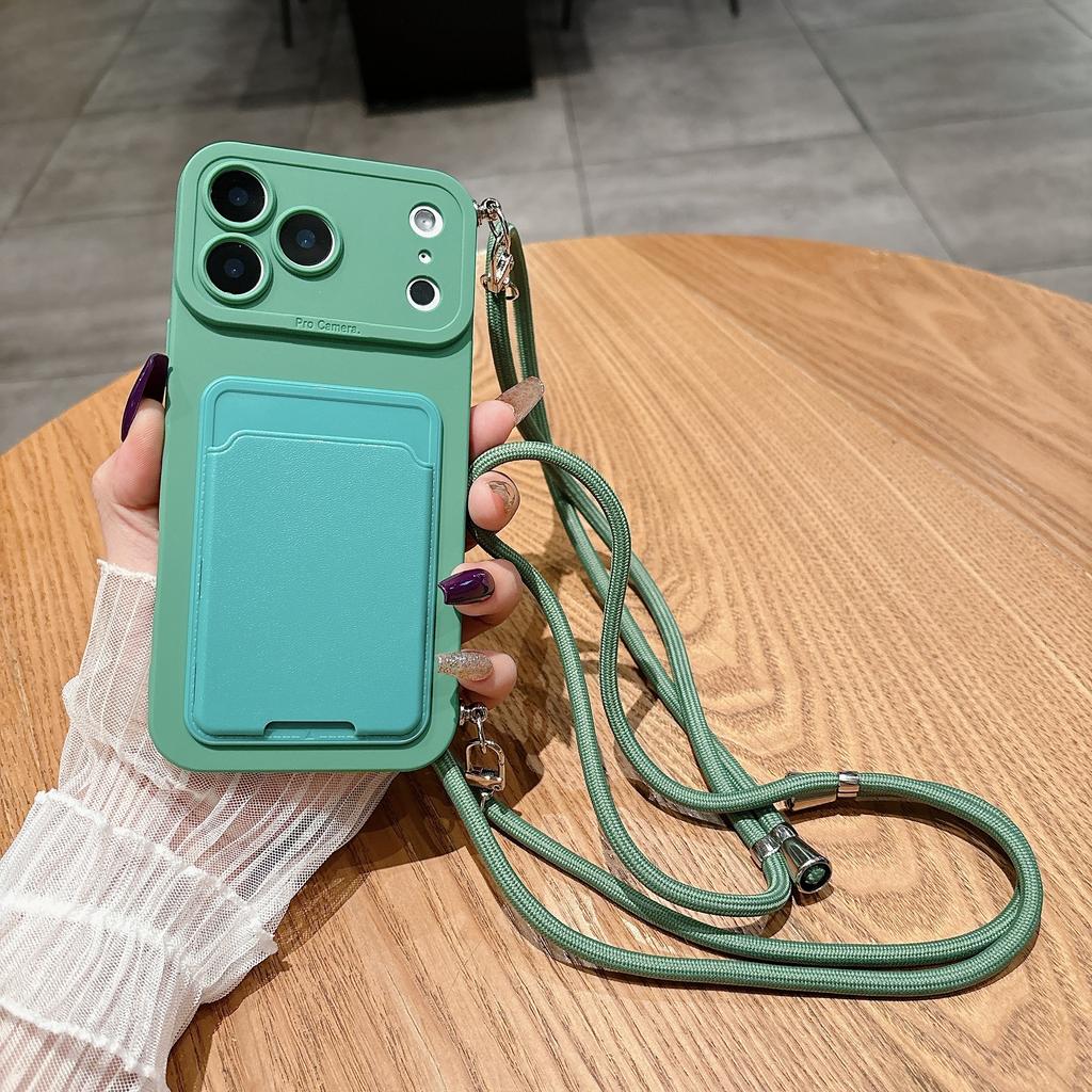 Роскошный чехол-кошелек с ремешком-шнурком на шею для iPhone 17 16 15 14 Plus 13 12 Pro Max Mini 17promax 17pro