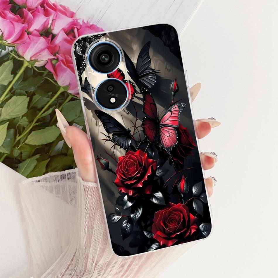 Для OPPO Reno8 T 5G CPH2505 / Reno8 T CPH2481 (Reno 8T 4G) Милый Чехол с Рисунком Цветов, Бабочек и Кошек Мягкий Силиконовый TPU Чехлы для Телефона