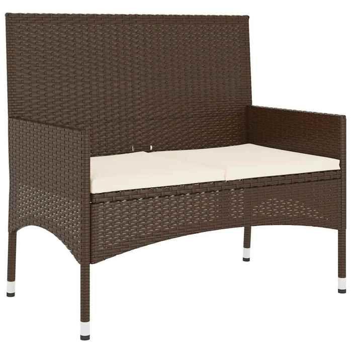 Banc de jardin - MAISON EXCLUSIVE - 2 places - Marron - Résine tressée - Coussins amovibles