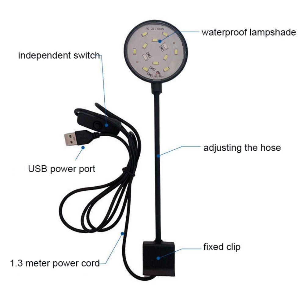 Plastic Fish Tank Plants Grow Light 360 ° Rotation Fish Tank Small Clip Light Fish Tank
