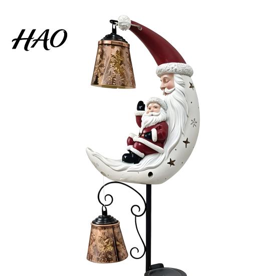 Solar Pathway Lighting for Lawn Christmas Santa Claus Moon Garden Stake Light, Waterproof Crescent Decorative Lighted Stakes LED Light Outdoor
