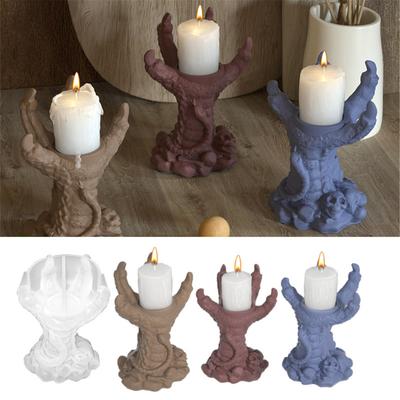 Формы для подсвечников в виде черепа и руки, формы для подставок для свечей в виде когтей дьявола, для изготовления подсвечников, подставок для чайных свечей, DIY-поделок