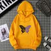 Top Casual Soft Women Hoodie White and Purple Butterfly Personality Funny Women Fashion Wool Hoodie Loose Sports Shirt