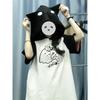Y2k Harajuku Kawaii футболки женские японский стиль милые мягкие девушки с кошачьими ушками мультфильм принт лоскутные футболки с капюшоном топы 2024