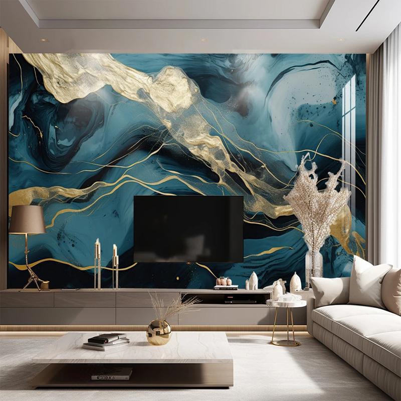 3d Mural Paper Luxury Green Gold Marble Graffiti Wallpaper For Living Room Tv Background Wall Murals
