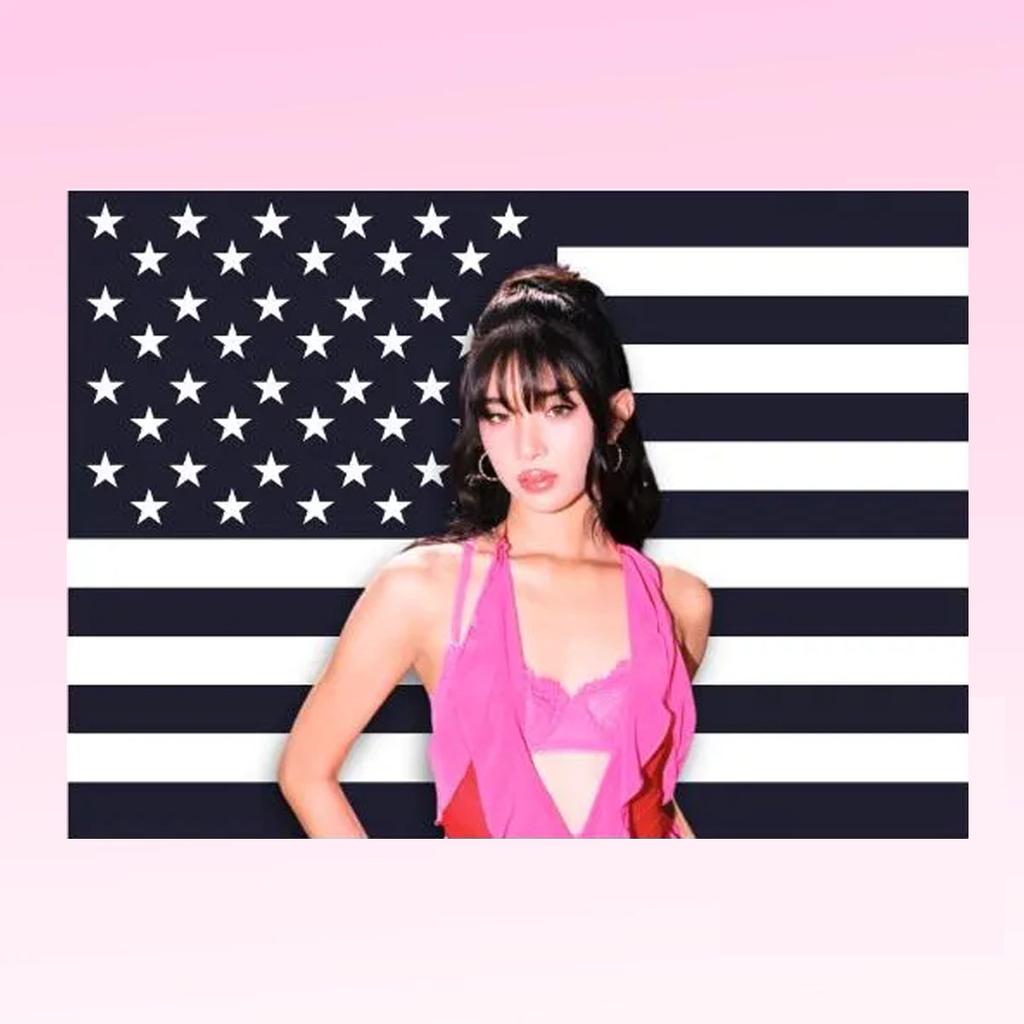 Sophia Katseye Pink American Flag Wall Decor Tapestry Gift for KPOP Fans College Dorm Room Decor Wall Hanging for Fans Flat