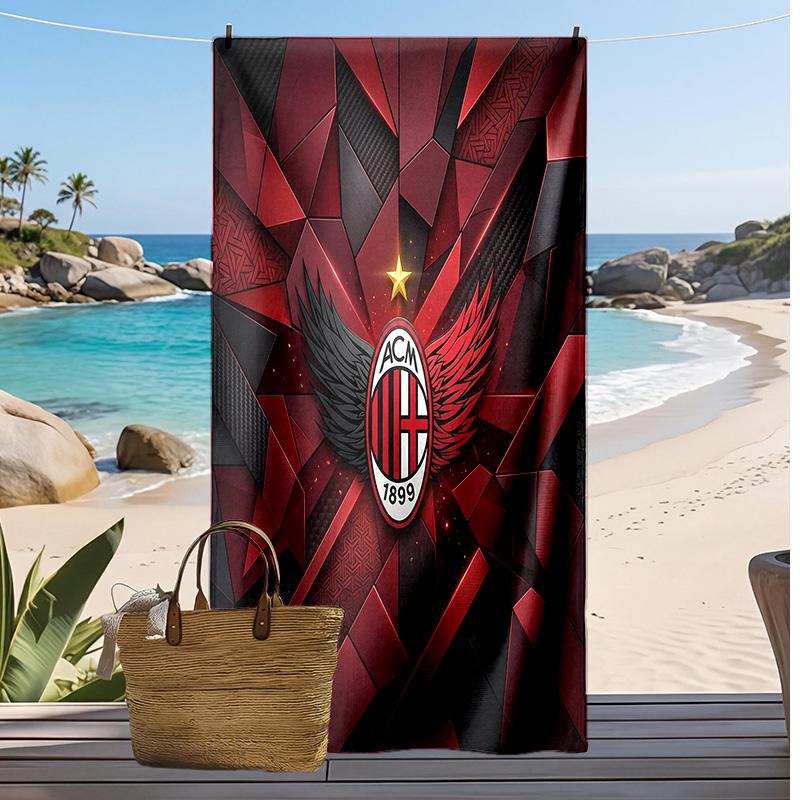 Пляжное полотенце с принтом AC Milan, быстросохнущее, мягкое, портативное, большое, прямоугольное, пляжное покрывало для путешествий, бассейна