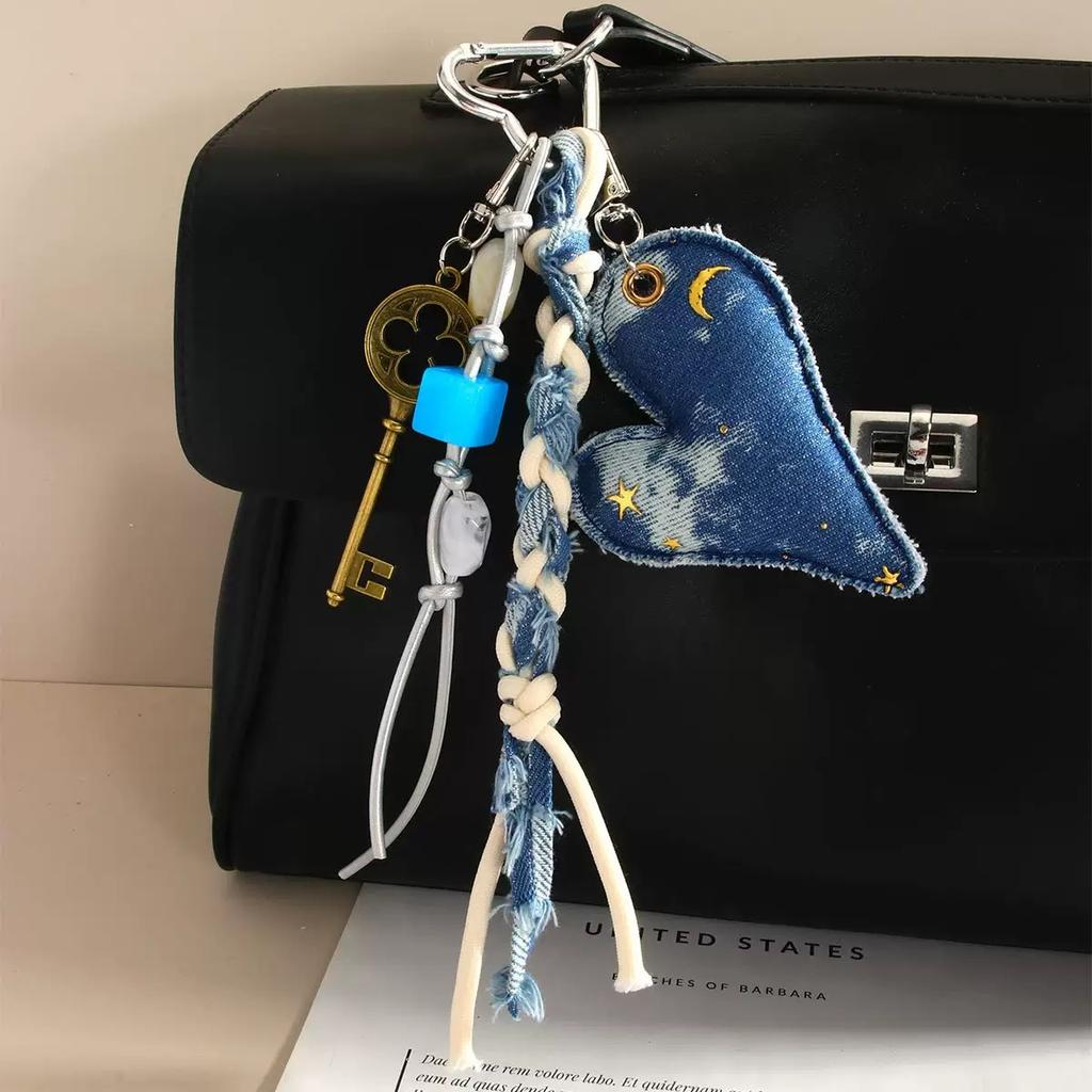 Новый продукт VINTAGE DENIM сердце любовь Подвеска на рюкзак гриб кружево Брелок Аксессуары плетеный шнур