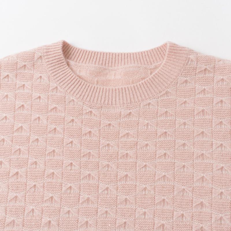 Pure Cashmere Round Neck Drop Shoulder Sweater - Thick, Loose, Slimming, Long Sleeve - Women's Versatile Autumn/Winter Knitwear