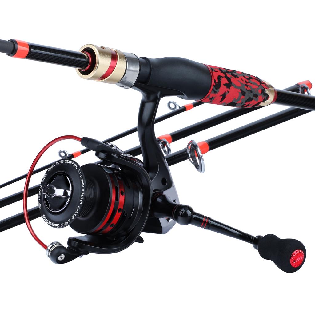 SOUGAYILANG Удочка Спиннинговая удочка Портативная сверхлегкая удочка Углеродная удочка для пресноводной морской рыбалки Снасти