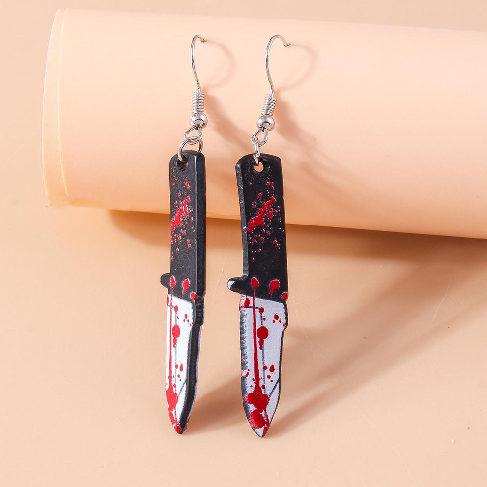 Halloween Bloody Knife Drop Earrings Punk Scissors Saw Dangle Hooks Earrings for Women Girls Night Party Jewelry Gifts