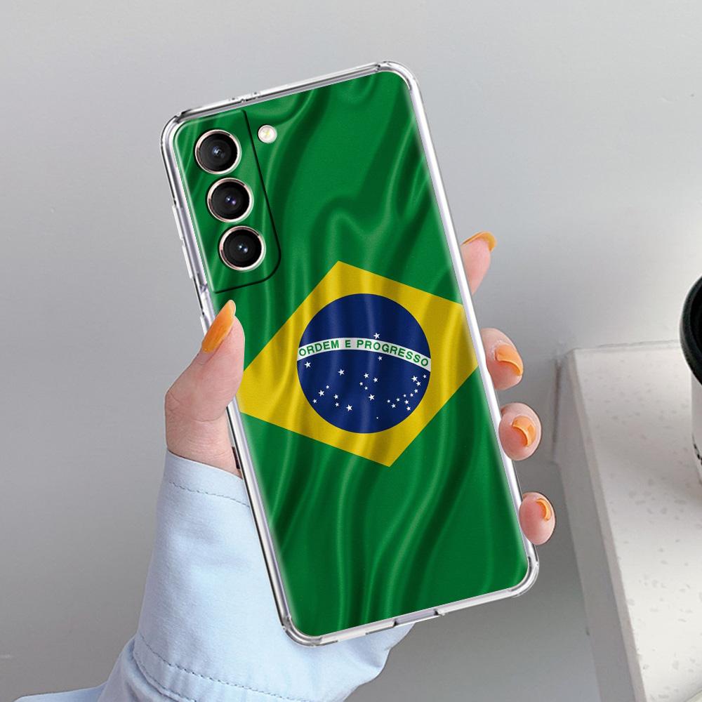 Чехол для телефона Samsung Galaxy S26 S25 S24 S23 S22 Ultra S20 S21 FE 5G Plus Мягкий прозрачный чехол Большой флаг Бразилии