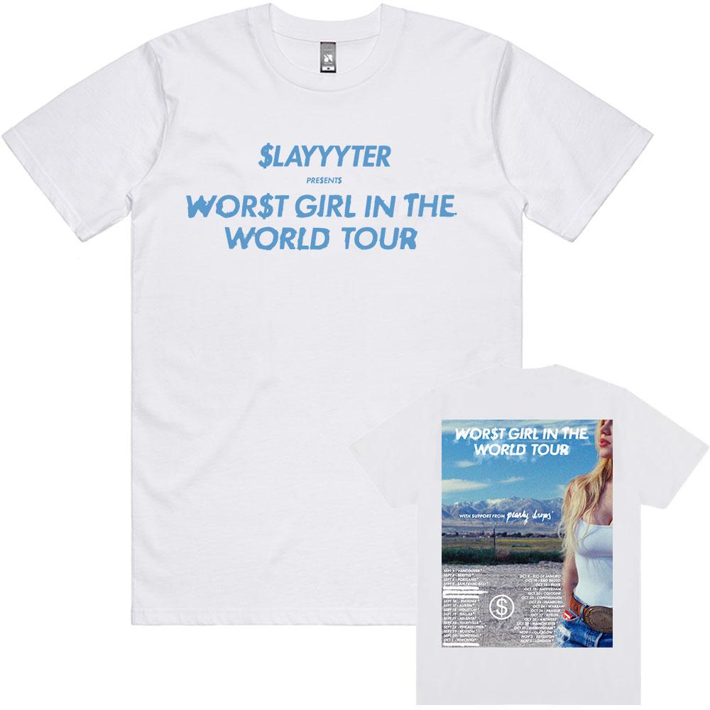WORT GIRL IN AMERICA World Tour 2026 Tshirt Slayyyter Singer Design Printing Tshirts Short Sleeve Cotton Male Tees Unisex Tops