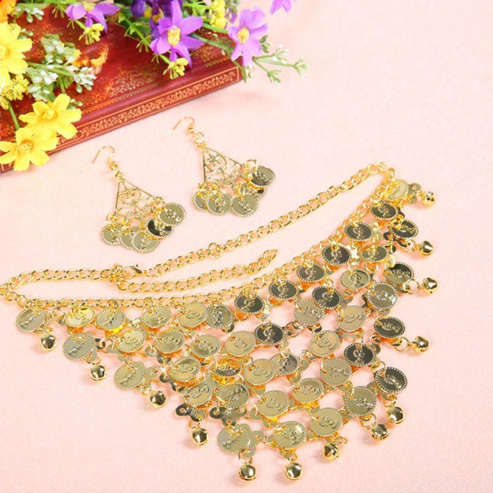 Индийские украшения для танца живота Винтажные серьги Профессиональное ожерелье Женщины