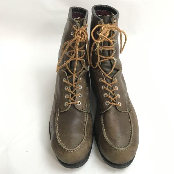 WOLVERINE Кожаные Рабочие Ботинки на Шнуровке Винтажные Размер 12D 29.5-30.0 Коричневые 1000 Миль(ИСПОЛЬЗОВАЛ)