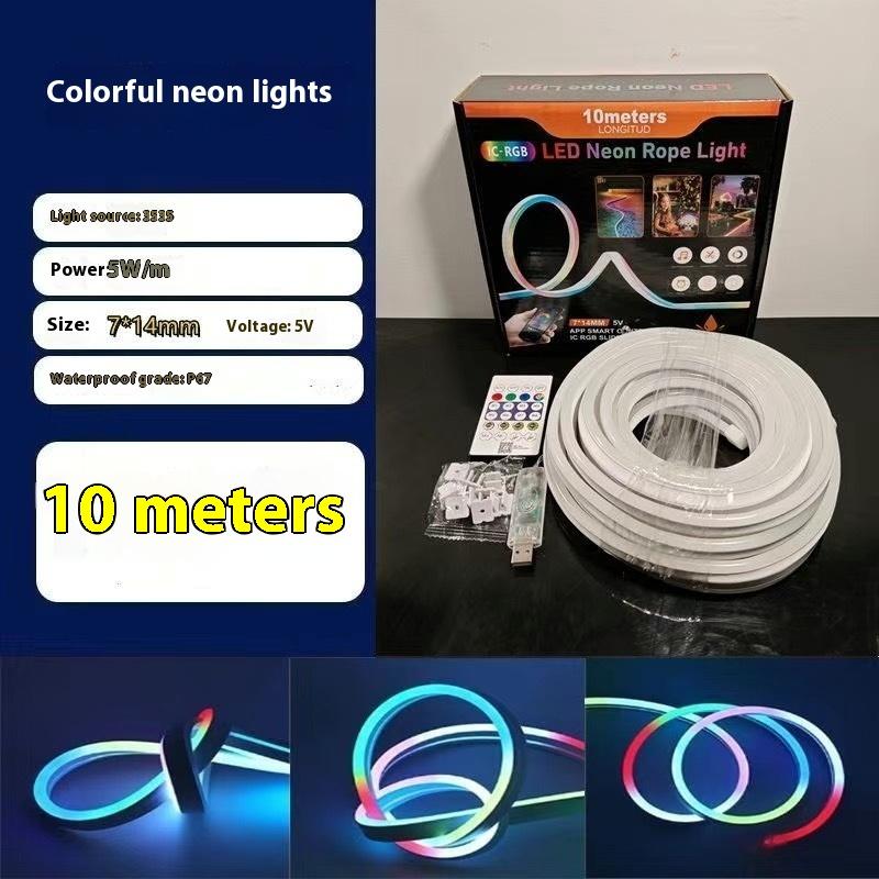 5V Rgbic Neon Led Strip Lights Neon Rope Light With Music Sync Diy Rgbic Dreamcolor Chasing Strip Tape For Home Decor Lighting