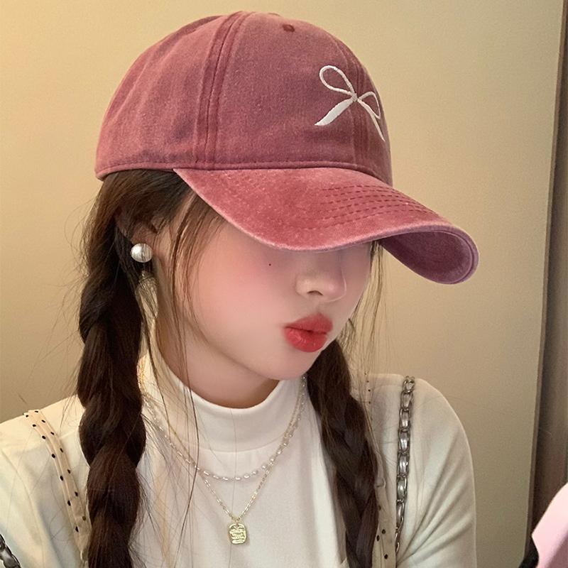 Бейсболка с розовым бантом для женщин Y2K корейская джинсовая кепка Snapback летняя регулируемая вышитая кепка для девочек и пап