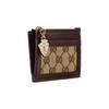 Gucci Light gold metal hardware zipper closure leather wallet women's beige and ebony