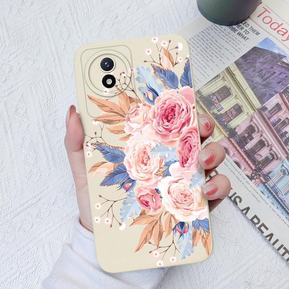 Чехол для Vivo Y02 Y02S Y91C Y11 Y12 Y70 Y72 Y73 Y20 Y51 Y16 Модный защитный цветок авокадо Жидкий силиконовый бампер для чехлов для телефонов Vivo Coque Fundas
