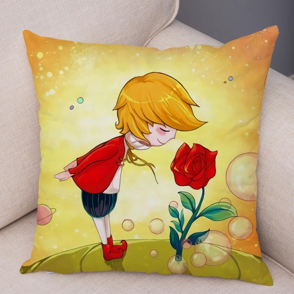 Little Prince Cushion Cover Decor France Anime Cartoon Print Pillow Case for Sofa Home Children Room Soft Plush Throw Pillowcase