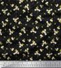 Black Japan Crepe Satin Fabric Dot,Leaves & White Flower Floral Print Fabric by the Metre 42 Inch