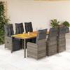 VidaXL Garden Bistro Set 7 Pcs Grey Cushions Poly Rattan 3277161