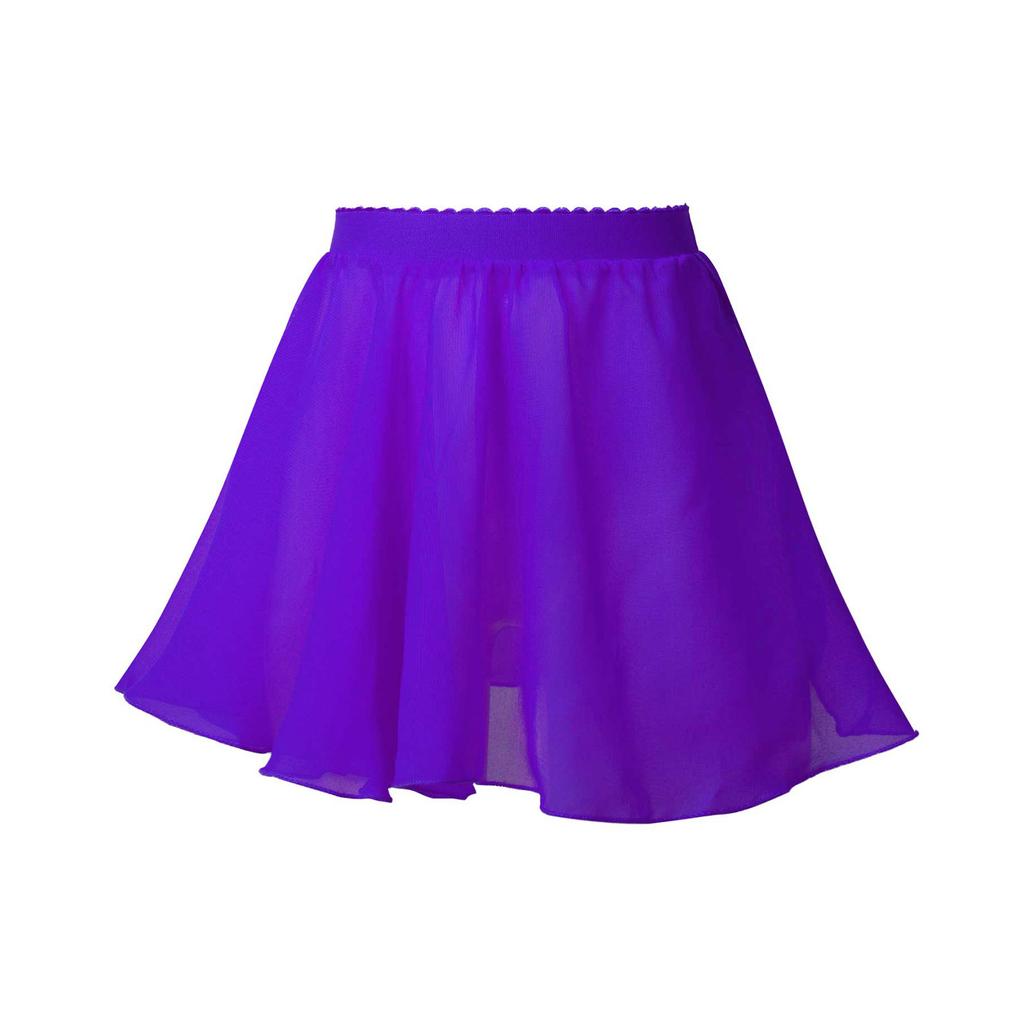 Kids Girls Ballet Dance Skirt Pure Color Elastic Waistband Chiffon Veil Skirt for Dance Wear