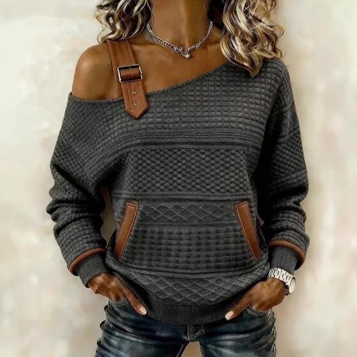 Модный пэчворк джинсовый топ с длинным рукавом 2026 года для женщин – Европейская и Американская Осень/Зима