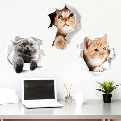 3D Милый Котенок Наклейка на табуретку Детская Спальня Стена Декорация Кот Мультфильм Наклейка на Холодильник AVE