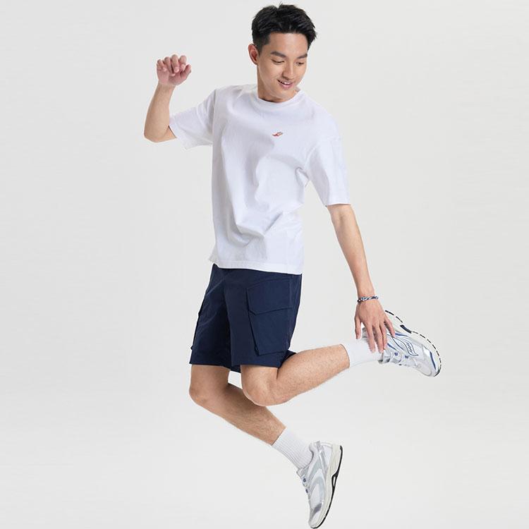 SAUCONY Мужская спортивная футболка с коротким рукавом свободного кроя с принтом букв Белая SC2239065-1