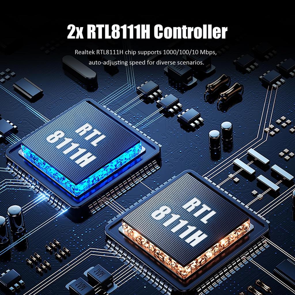Сетевая карта GLOTRENDS LE8202, 2 порта, 1000/100 Мбит/с, порт RJ45. (PCI-Express X1-соединение)