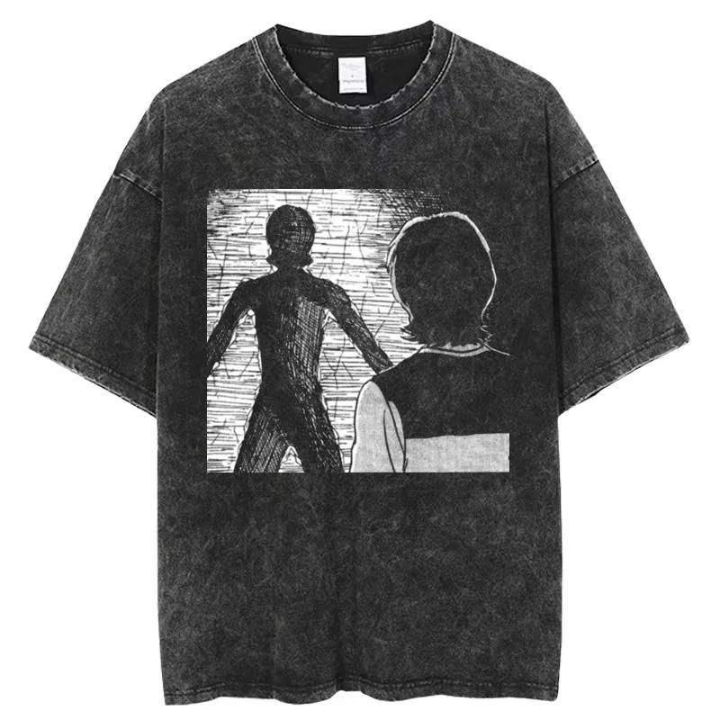 Summer Hot Sale Horror Manga Tomie Graphic Washed T-shirts Men Women Casual Retro Cotton T Shirt Hip Hop Streetwear Oversized T-shirt
