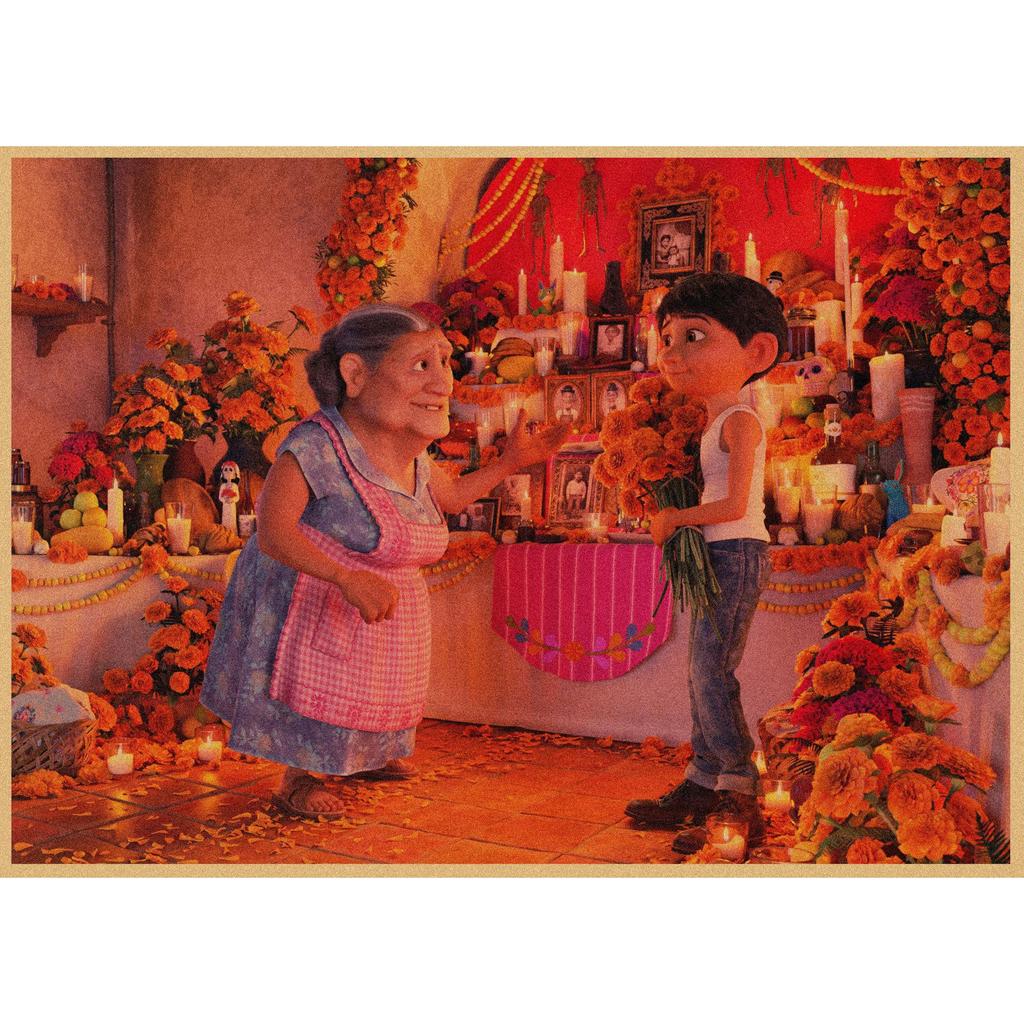 Ретро Аниме Постер из Крафт-бумаги Coco - Декоративное Настенное Искусство Фреска