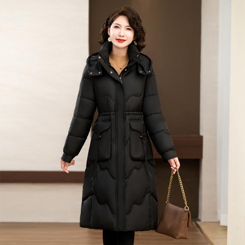 Сохраняйте тепло и стиль в этом модном пуховом пальто средней длины в стиле «хлеб» для женщин