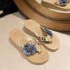 Versatile Comfortable Lightweight Height Increasing Flower Slippers Women's 2025 Summer New Outfit Vacation Fashion Flip-flops Women